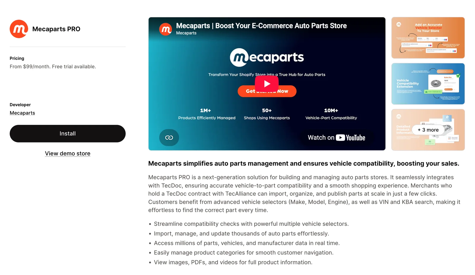 Mecaparts PRO im Shopify App Store